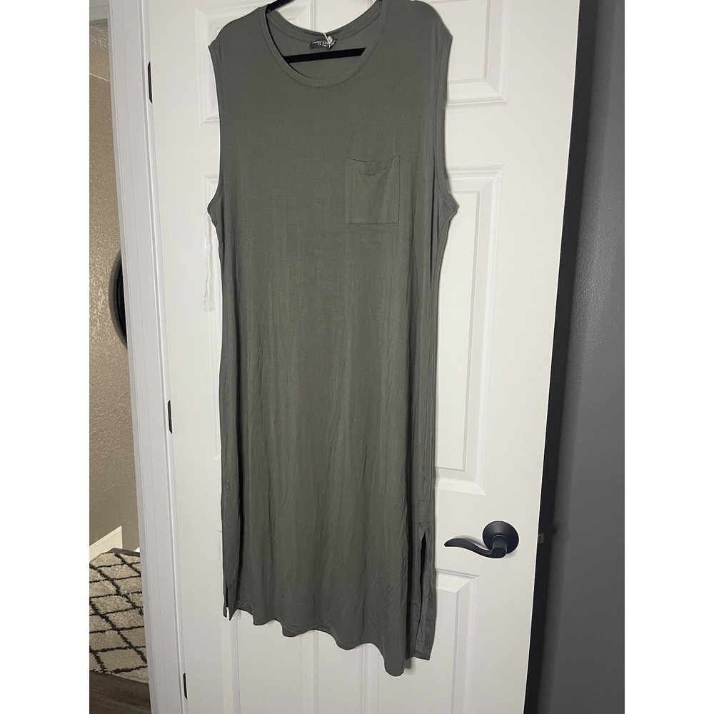 Pink Blush Sweet Lovely By Jen Casual Midi Dress 1xl Slits Cap Sleeves Olive Nwt